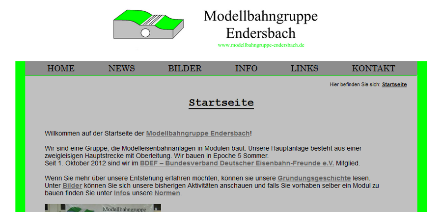 Auf ihrer Website informiert die „Modellbahngruppe Endersbach“ von ihren Aktionen.